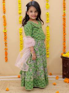 Lehenga Choli de algodón de alta calidad para niñas estilo tradicional boda y fiesta desgaste calidad de exportación - Product Image 3