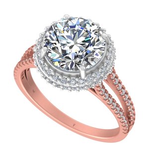 Designer Halo Lab-Grown Diamond Ring 14K/18K Rose, Yellow & White Gold Acentos Contemporáneo Compromiso Anillos finos - Product Image 1