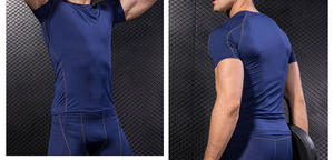 Camiseta de entrenamiento de compresión de manga corta para hombre, Camiseta deportiva de secado rápido, ropa de entrenamiento de capa Base atlética para correr en el gimnasio - Product Image 6