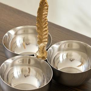 ชุดชาม3ใบมีดีไซน์ลายใบไม้ตกแต่งทันสมัยเพิ่มความซับซ้อนและสไตล์ทันสมัยให้กับทุกห้องหรือโต๊ะ - Product Image 2