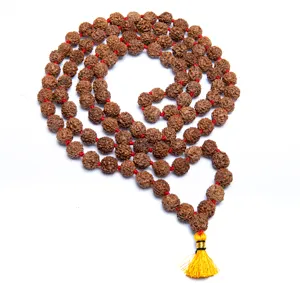 14mm 5 wajah Nepali Rudraksha mala bersertifikat doa meditasi alami manik rudra coklat alami 108 manik-manik manik-manik autentik alami