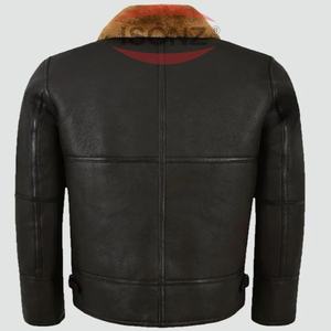 Chaqueta de Cuero de Oveja Personalizada, Chaqueta de Cuero con Piel de Cordero Marrón para Hombre - Product Image 2