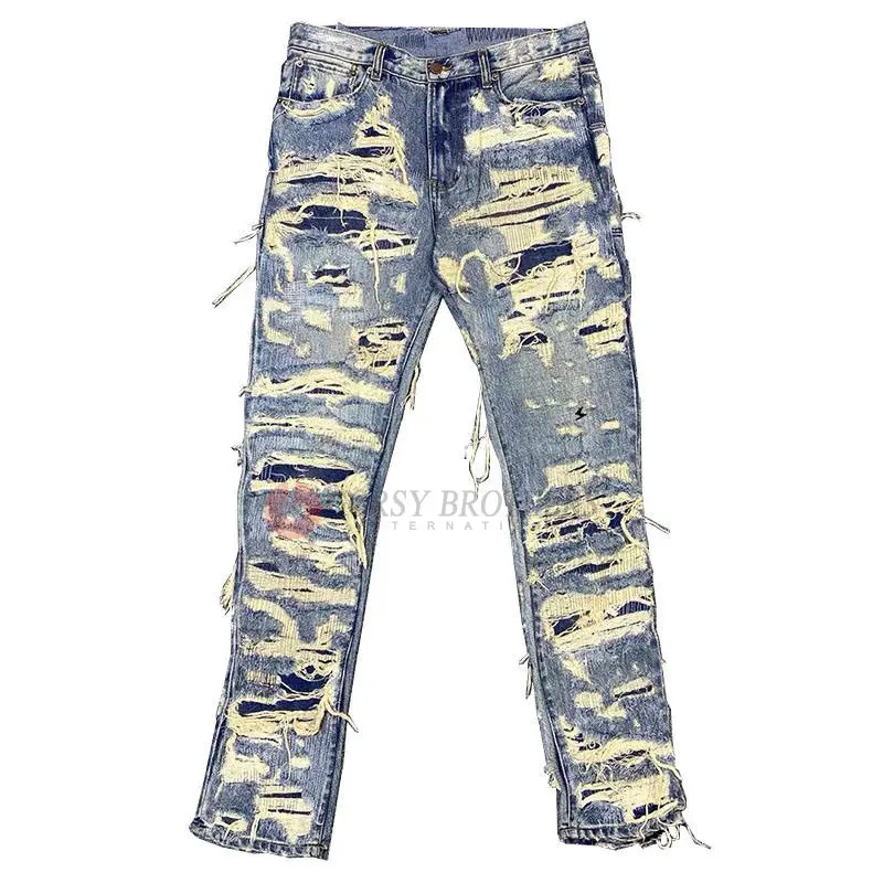 Men Customize LOGO Denim Jeans Men's Slim fit Vintage Jeans Long pants Jeans Distress Denim Pants