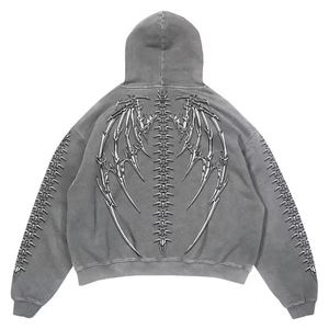 Sweat à capuche unisexe de grande taille 500 Gsm Acid Wash Fleece Heavyweight Logo personnalisé 3d Embossed 100% Cotton Mens Zip Up Hoodies - Product Image 1