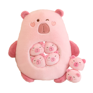 Peluche Capibara Rosa da 20 Pollici con 6 Cuccioli, Super Morbido, Giocattolo Anime Imbottito in Cotone PP, Personalizzabile ODM, Regalo di Compleanno Antistress - Product Image 2