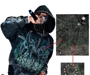 เสื้อฮู้ดแขนยาวโชว์ไหล่สำหรับผู้ชาย2025เสื้อสวมหัวเสื้อฮู้ดผ้าซักกรดดีไซน์พลอยเทียมออกแบบได้ตามต้องการโลโก้ - Product Image 6