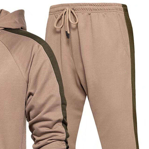 Nouveau pas cher Oem haute qualité hommes survêtements épaissir polaire 2 pièces sweats à capuche unis hommes fermeture éclair jogging sportswear hommes survêtement ensemble - Product Image 3