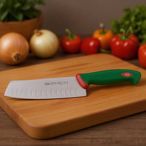 Couteau Santoku vert chromé 18 cm, lame en acier inoxydable, couteaux de cuisine professionnels PREMANA - Product Image 3