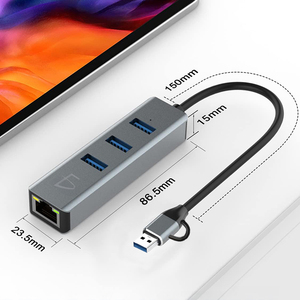 Hub Adattatore USB-C con Ethernet Gigabit e 3 Porte USB 3.0 in Lega di Alluminio per Trasferimento Dati Computer - Product Image 4