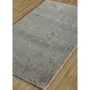 Tapis rectangulaire en laine et soie de bambou noué à la main Kavi gris et noir, design Théorie du Chaos, pour couloir et chambre - Esk-408 - Product Image 2