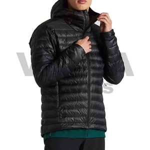Chaqueta acolchada de invierno burbuja brillante con logotipo personalizado para hombre chaqueta de lona cortavientos con cuello levantado y capucha - Product Image 1