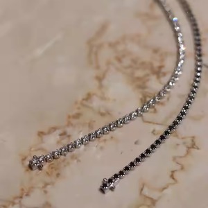 Pulsera de plata de ley chapada en oro de 18 quilates con diamante negro con perla de agua dulce, brazalete de moissanita de moda para regalo de compromiso - Product Image 4