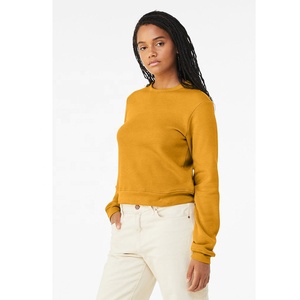 Bella + Canvas 7511 Style Mid Length Cropped <b>Women</b> Classic Crewneck Heather <b>Mustard</b> Sweatshirt <b>Jumper</b> Breathable Sweatshirt - Product Image 3