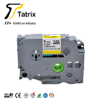 Tatrix TZE611 6mm * 8m ruban d'étiquettes Tze laminé noir sur jaune compatible avec l'imprimante d'étiquettes Brother P-Touch TZe 611
