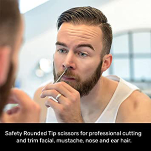 Ciseaux à poils de nez en acier inoxydable de 3.5 pouces, manche en céramique avec lame arrondie et incurvée et pointe pointue. - Product Image 4