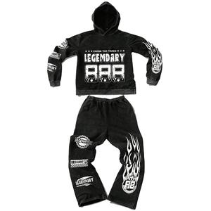 Ensemble de survêtement décontracté Glory pour homme : sweat-shirt et pantalon imprimés avec lettres graphiques, manches longues, coupe oversize - Product Image 1