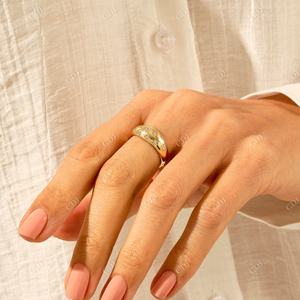 IGI Certified Solid Gold Pave Diamond Statement <b>Ring</b> for Women 14k <b>Thick</b> Chunky Rose Gold <b>Ring</b> for Her - Product Image 2