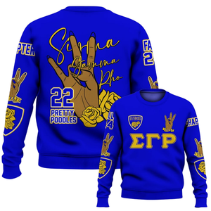 Sudadera Elegante con Cuello Redondo de Sigma Gamma Rho 1922, Azul y Dorado, Ropa Griega de Hermandad, Felpa Premium, Estilo Invernal para Mujer - Product Image 6