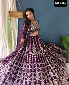 Dernières femmes portent fausse Georgette avec broderie à la mode Séquence travail Wedding Wear Lehenga Choli pour les femmes pas cher prix Lehenga - Product Image 5
