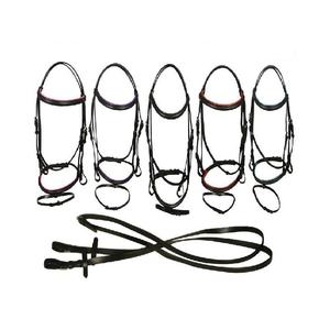 Ensemble complet de rênes pour chevaux à longueur réglable, bride en PVC avec bouche creuse en acier inoxydable, corde à mâcher en cuir PP, matériau en nylon - Product Image 6