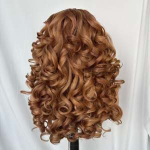 Perruque afro bouclée synthétique avec dentelle frontale pour femmes, sans colle, mèches blondes, perruque en dentelle en T rebondissante, résistante à la chaleur, synthétique - Product Image 3