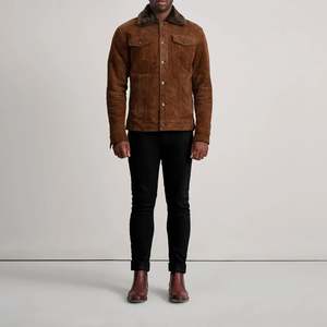 เสื้อแจ็คเก็ตหนัง PU ยี่ห้อดัลลิส บราวน์ แบบ Shearling Trucker  สองด้านใส่ได้ กันน้ำ ตกแต่งพู่ห้อย ซิป  ลำลอง สไตล์วิทยาลัย สำหรับฤดูหนาว ไซส์ XS - Product Image 3