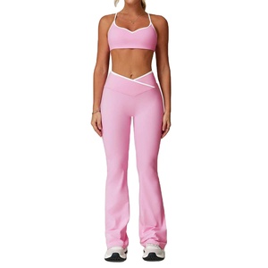 New Yoga Set For Women Shockproof Fitness <b>Sports</b> <b>Bra</b> And Tight Sculpting Flared Leggings Workout Sportswear Suit Yoga Set - Product Image 1
