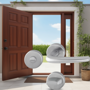 Juego de Rosetas de Acero Inoxidable Denver E1310Z/42KV/42KVS F69 Redondas SK/OL DIN para Manijas de Puertas y Ventanas Izquierda/Derecha, Producto HOPPE - Product Image 3