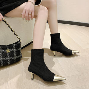 <span class=keywords><strong>2023</strong></span> nouveau Design or luxe chaton talon <span class=keywords><strong>bottines</strong></span> dames à la mode bout pointu chaton bottes à talons cheville haute hiver porter des bottes - Product Image 3