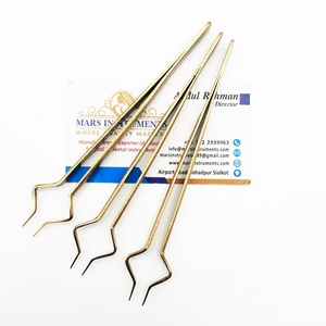 แหนบต่อขนตาสแตนเลสปลายไฟเบอร์โลหะสีทองทนทาน - Product Image 4