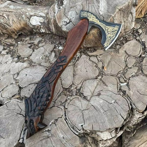 Thewizcrafts Vente en gros, service OEM/ODM personnalisé de haute qualité, hache en acier damas gravée, dos plat, HRC 58-60 - Product Image 1