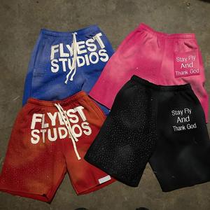 Pantalones cortos para hombre Fabricantes Ropa 100% Algodón Lavado corto Bordado Lavado ácido Desgastado Cordón Pantalones cortos para hombre - Product Image 1