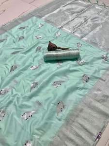 Fancy Wear High on Demand Saree en soie lourde de qualité supérieure à la mode avec chemisier avec fabricant de travaux de tissage d'Inde - Product Image 3