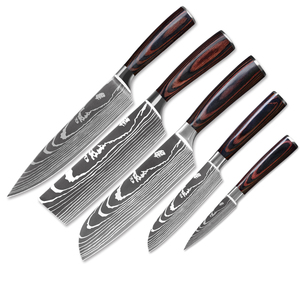 Meilleur prix Couteau de chef japonais en acier damas fait à la main Manche en bois Design industriel Orientation réglable de la main Passe au lave-vaisselle - Product Image 5