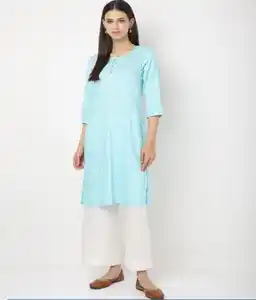 Trendy Ethnic Wear Ready Made Cotton with Beautiful Weaving Work Kurtis and Plus size Available