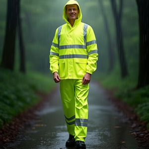 High Visibility Yellow Rain Jacket Size L PREVENT <b>Raincoat</b> - Product Image 3