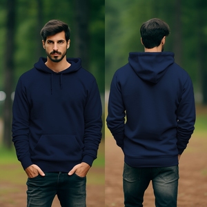 Sudadera con capucha informal ODM OEM 60% algodón 40% poliéster 350gsm sólido ajuste Regular invierno canguro bolsillo liso teñido" - Product Image 5
