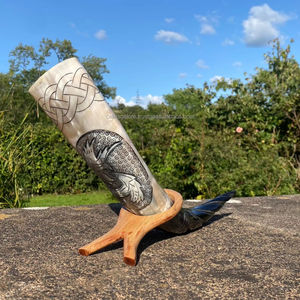 Cuerno para Beber Estilo Animal Hecho a Mano de Primera Calidad, Logotipo Personalizado, Acabado Pulido, Forma Natural Portátil, para Cerveza Mead, Bodas, Hogar, Hotel - Product Image 1