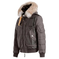 Bomber OEM Homme Personnalisé de Haute Qualité en Cuir Synthétique Imperméable Rembourré Duvet de Canard avec Capuche en Fausse Fourrure