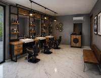 Meuble de salon de coiffure professionnel Decorsall Modèle 85, style moderne et luxueux, en bois, avec double miroir et lavabo, non pliable