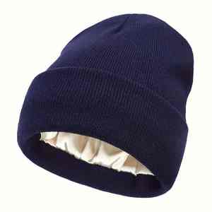 Wholesale Adult Silk Lined Beanies For <b>Men</b> & Women Knitted Winter Warm Hats With Satin Lining Beanies <b>Cap</b> - Product Image 3
