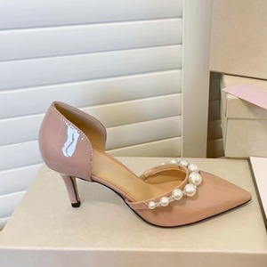 Sandales à talons pour femmes, nouvelles sandales d'été à talons mi-hauts, style fée avec perles - Product Image 5