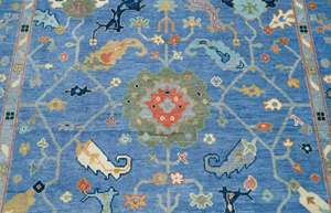 Tapis en laine pure tissés à la main, laine filée à la main, tapis de qualité supérieure, design Ushak, couleur unie, antidérapant, lavable, taille personnalisée, sol de la maison - Product Image 2