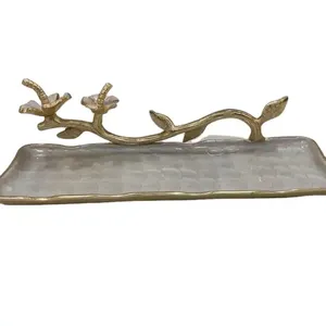 Nouveau plat de service en aluminium plaqué argent pour servir des fruits sur la table, plateau de service moderne, prix de gros - Product Image 6