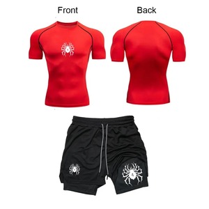 Conjunto de camisa de pantalones cortos de rendimiento 2 en 1 100% conjuntos de camisetas impresas en 3D de algodón conjunto de pantalones cortos elegantes transpirables personalizados para hombres - Product Image 3