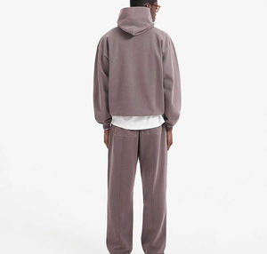 Chándal de felpa francesa con logotipo personalizado, conjunto de Sudadera con capucha para hombre, chándales de algodón de lana gruesa de peso pesado en blanco para unisex - Product Image 5