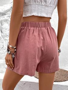 Trendy Style Solid Color Elastic Casual Fashionable Polyester/Nylon Breathable Skinny Fit High Quality High <b>Shorts</b> for Women - Product Image 3