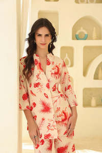 Conjunto de Túnica y Pantalones Palazzo de Algodón con Estampado Étnico, Ropa Casual para Mujer India, Conjunto Kurta con Cordón, Vestido a Precio de Mayoreo - Product Image 6