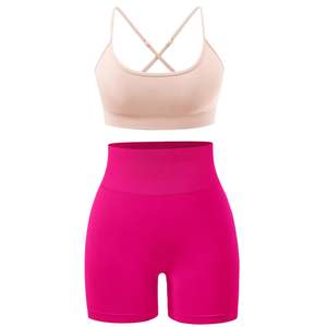 Ensemble 2 pièces de shorts de yoga taille haute pour femmes, soutien-gorge de sport respirant et écologique pour l'été - Product Image 5