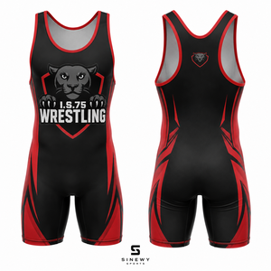 SINGLET DE LUCHA SINEWY SPORTS para Hombre, Sublimado Personalizado, Diseño Pantera Negra y Roja, Elástico, Protección UV Frontal, Secado Rápido - Product Image 4